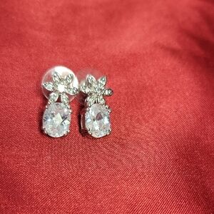Elegant Silver CZ Floral Earrings